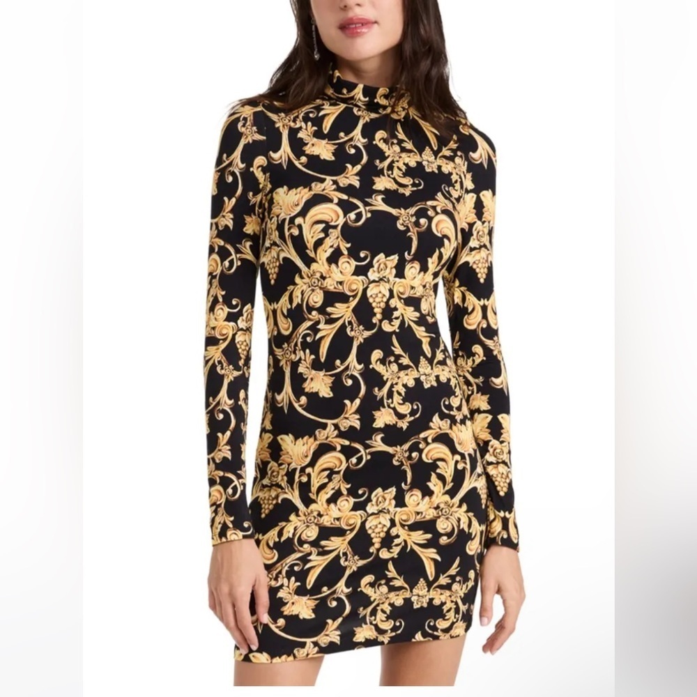 NWT Alice & Olivia Delora Turtleneck Dress in Florence Scroll Size 4​​​
